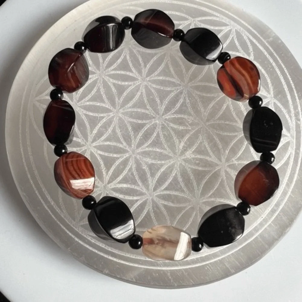 Earthy Multi Agate Gemstone Bracelet | Handmade Stretchy‎ Boho Jewelry